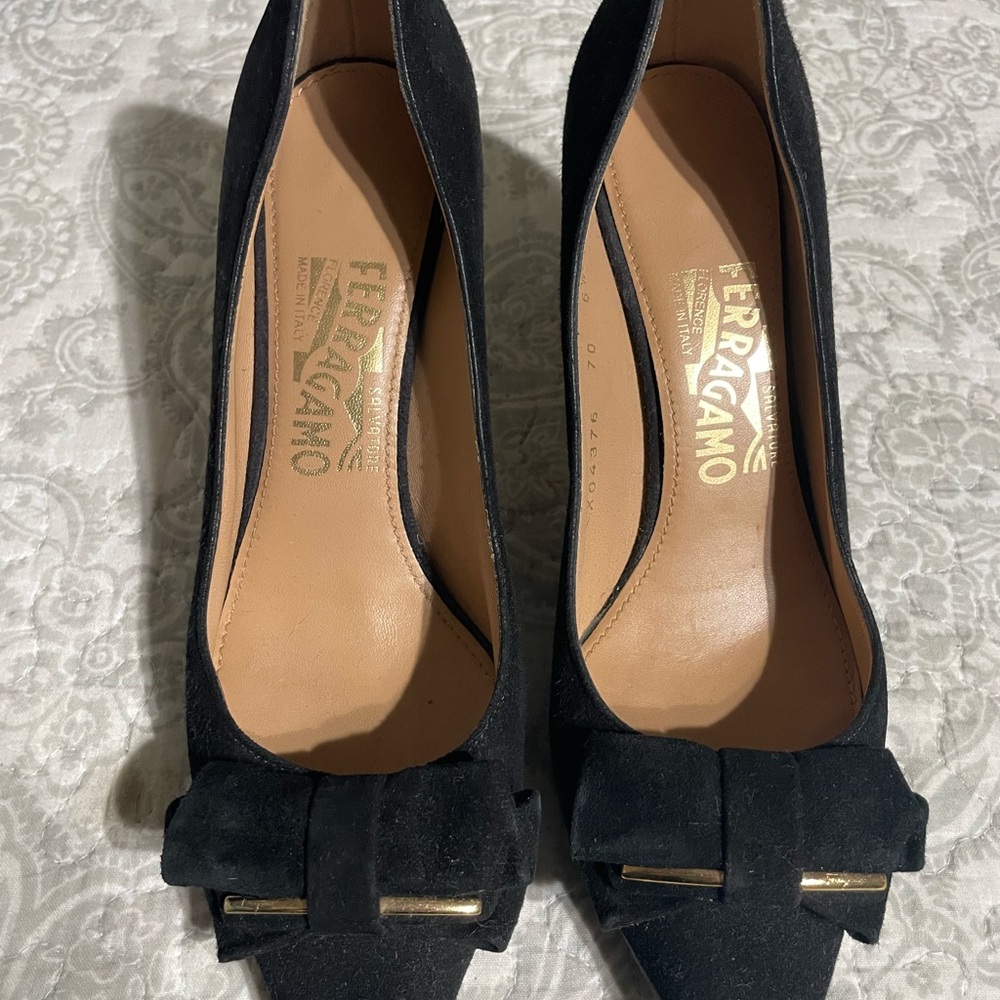 Salvatore Ferragamo Black Leather with Gold Accents
